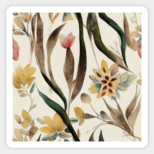 Boho Vintage Watercolor Floral Botanical Design Sticker